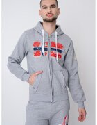 Geo Norway Худи Gayton с цип и лого - Червен/Светлосив меланж/Син