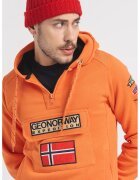 Geo Norway Худи Gymclass с джоб и къс цип - Оранжев