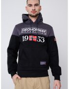 Geographical Norway Geo Norway - Худи Greg с джоб кенгуру - Червен/Бял/Tъмносив