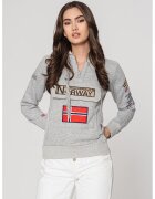 Geographical Norway Худи Gymclass с връзка и бродирано лого - Червен/Сив меланж/Тъмносин