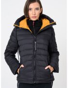 Geographical Norway Късо ватирано зимно яке Azule с качулка - Черен