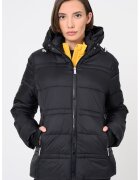 Geographical Norway Късо зимно ватирано яке Bliss с качулка - Черен