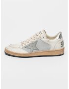 GOLDEN GOOSE Бляскави кожени спортни обувки - Бял/Сребрист