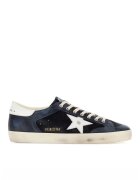 GOLDEN GOOSE Мъжки кецове - Тъмносини кожени и велурени Super-Star
