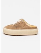 GOLDEN GOOSE Велурени маратонки Space Sabot - Светло бежово/Земен