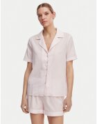 Guess Дамска пижама - розова - памук - къс ръкав