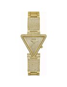 Guess Дамски часовник GW0644L2 - жълта каишка - 34x7 мм - циферблат шампанско - кристали