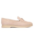Guess Дамски мокасини тип лоуфър - бежови - велур