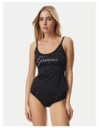 Guess Дамски пижами черни с лого от полиамид