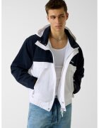 Guess Jeans Двуцветно яке с качулка - Бял/Ултрамарин синьо