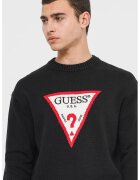 Guess Jeans Пуловер с лого - Бял/Черен