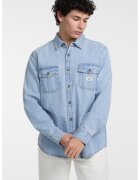 Guess Jeans Риза от деним с джобове с капаче