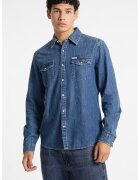 Guess Jeans Слим риза от деним с капси