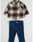 GUESS KIDS Риза и дънки - Камел/Син