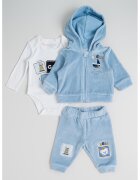 GUESS KIDS Спортен екип с памук с боди - 3 части - Бял/Пастелносин