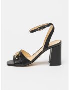 Guess Кожени сандали с масивен ток - Черен