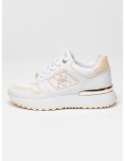 Guess Маратонки с монограм - Бял/Златист/Крем