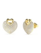 Guess Обеци UBE05213 Heart от неръждаема стомана с кристали - Златист/Прозрачен
