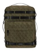 Guess Раница с монограм - Черен/Папратово зелено