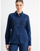 Guess Риза от деним с джобове - Черен/Тъмносин