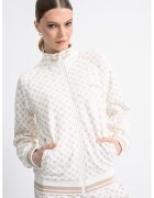 Guess Суитшърт с монограм и цип със средновисока яка - Слонова кост/Бежов