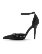 Guess Заострени обувки с кожа и еко кожа - Черен