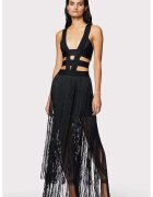 Herve Leger Rochie cu franjuri si decolteu adanc in V