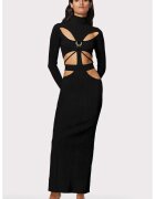 Herve Leger Rochie lunga cu guler inalt si cu decupaje