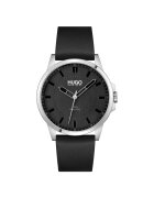 HUGO BOSS Мъжки часовник - Неръждаема стомана/кожа - Черен