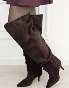 Ideal Shoes Дълги кафяви ботуши с ток тип стилето 2570 110 21993
