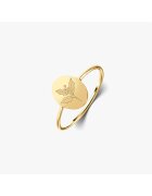 INDIRA Сребърен пръстен Birth Flower Golden - декемврийски имел