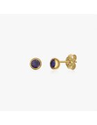INDIRA Сребърни обеци Birthstone Golden September - сапфир