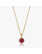 INDIRA Сребърно колие Birthstone Golden July - Рубин