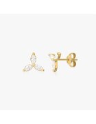 INDIRA Златни обеци Flower Studs - Цирконий