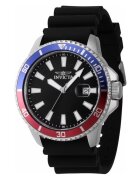 Invicta Мъжки часовник Pro Diver - силиконова каишка - корпус от неръждаема стомана - черен циферблат - 45x11.5мм - водоустойчив на 50м