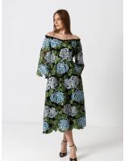 IZABELA MANDOIU Rochie midi eleganta cu broderie florala si decolteu Bardot