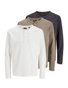 Jack & Jones Блузи Henley - 3 броя - Бял/Тъмносин