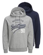 Jack  Jones Худита с лого - 2 броя - Бял/Сив меланж/Тъмносин