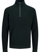 Jack & Jones Мъжки пуловер с цип на врата - от органичен памук - JPRBLUSTANLEY - Тъмносин