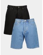 Jack & Jones Свободни дънкови бермуди JJITony JJOriginal - 2 чифта - Черен/Син меланж