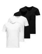 Jack  Jones Тениска Basic с шпиц - 4 броя - Бял/Черен