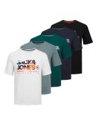 Jack  Jones Тениска с лого - 5 броя - Бял/Черен/Син