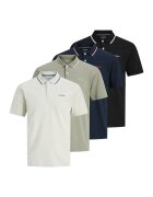 Jack & Jones Тениски с яка - 4 броя - Черен/Сив/Бледозелен