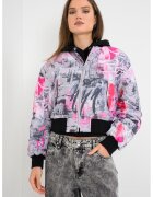 Karl Lagerfeld Jeans Късо яке бомбър - Бял/Сив/Розово