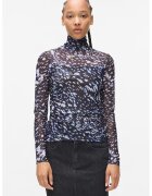 Karl Lagerfeld Jeans Полупрозрачна блуза тип поло - Мръснобял/Син