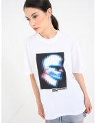 Karl Lagerfeld Jeans Тениска от органичен памук - Бял/Избеляло черно/Син