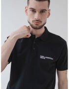 Karl Lagerfeld Jeans Тениска от органичен памук с яка - Бял/Черен