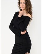 Karl Lagerfeld Jeans Вталена рокля с голо рамо