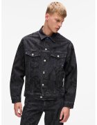 Karl Lagerfeld Jeans Яке от деним с монограми - Черен/Ултрамарин синьо