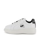KARL LAGERFELD KIDS Кожени спортни обувки с монограм - Черен/Бял